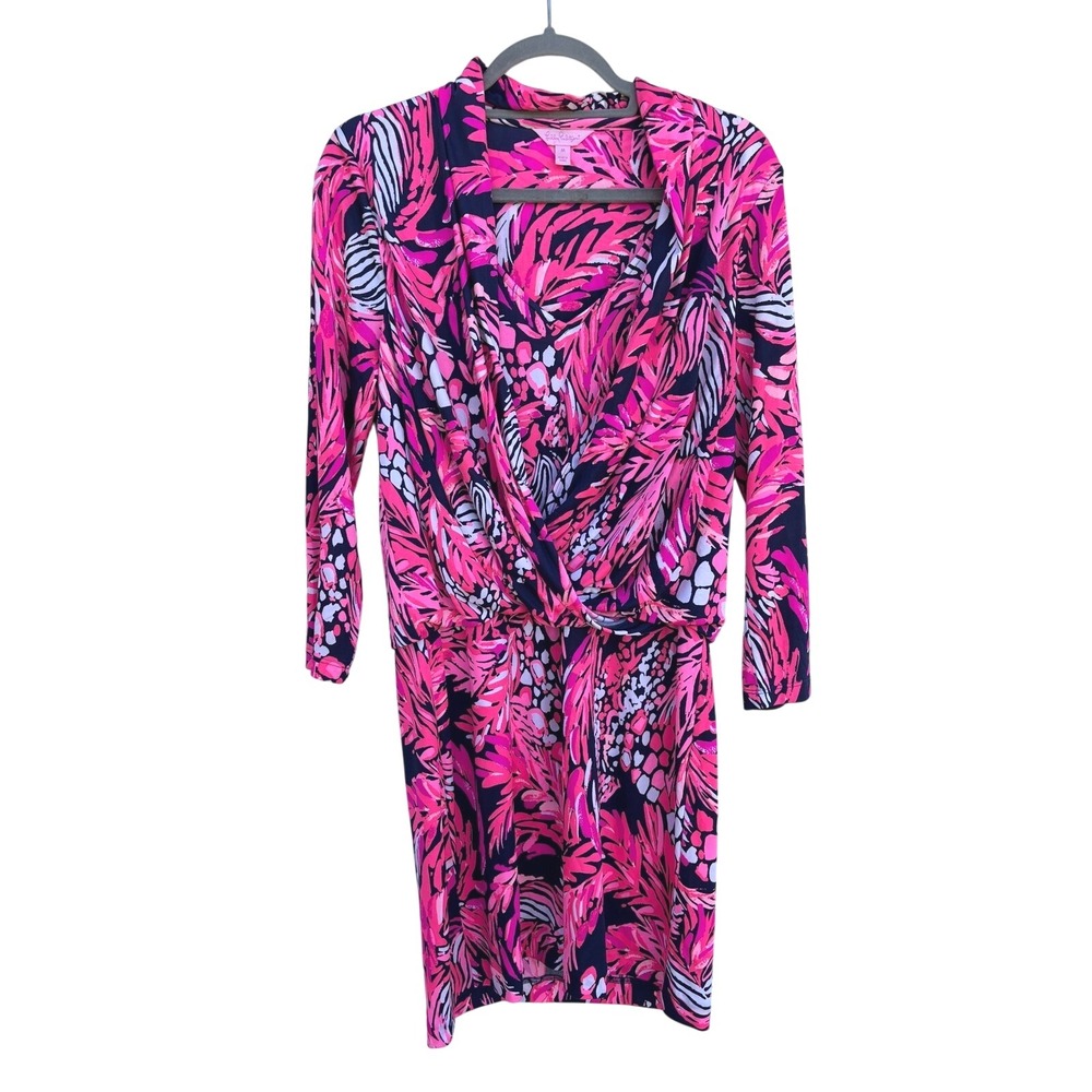 Lilly Pulitzer Silk Dress, Felizia, A Jungle In Here, Long Sleeve, Size‎ M